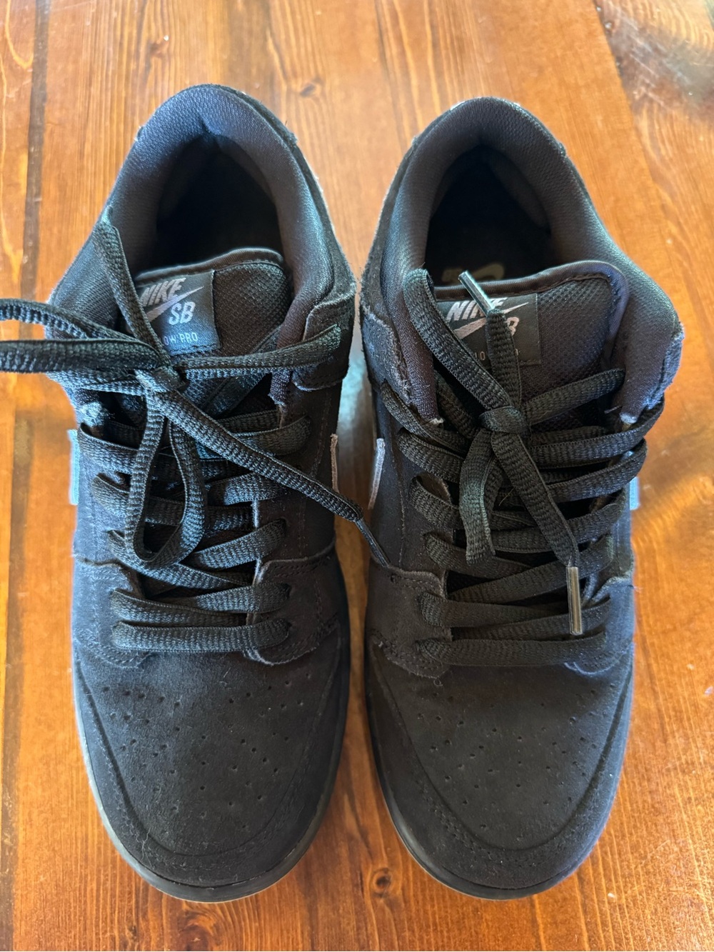 Nike SB Dunk Low Pro Black Suede Sneakers with Gray Swoosh, Yellow Sole